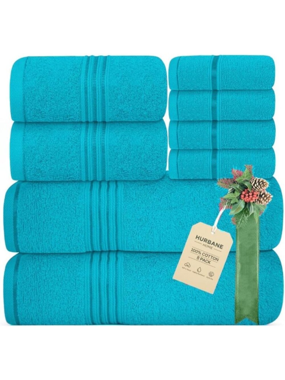 Luxurious 8-Piece Cotton Bath Towel Set - Soft, Absorbent, Extra Large & Plush
